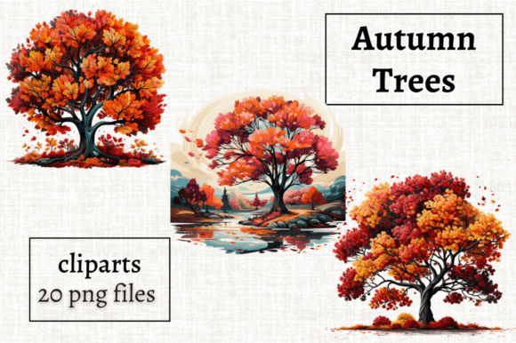 Autumn Tree Clipart: 20 PNG Fall Scenery Files