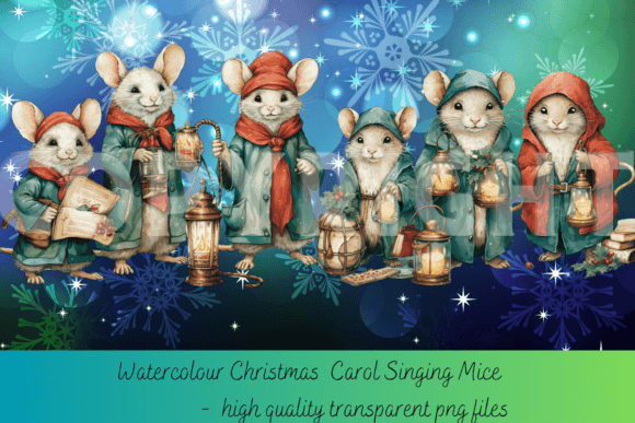 Carol Singing Mice: Festive Watercolour Art