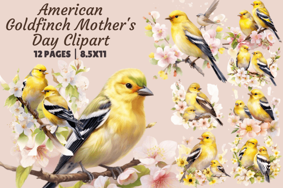 Creating Heartfelt Gifts with American Goldfinch Mother's Day Clipart