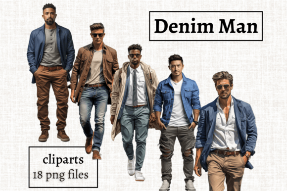 Denim Man and Casual Man Clipart Bundle: A Watercolor Guide for Modern Designers