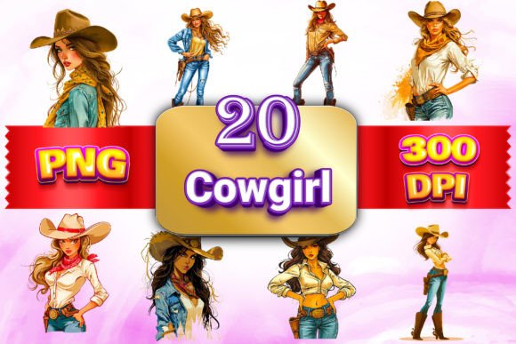 Elevating Western Aesthetic Design with the Cow Girl Clipart Bundle