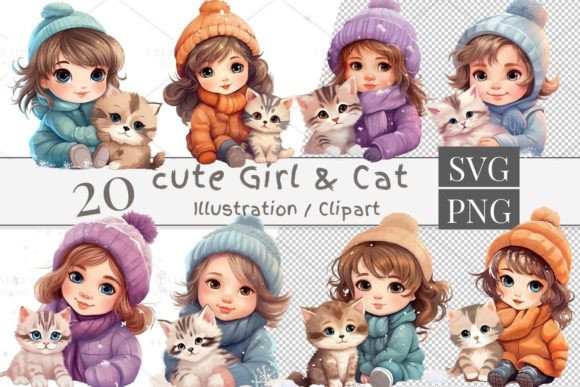 Exploring the Creative Potential of 20 Cute Girl Cliparts, SVG, and PNG Assets