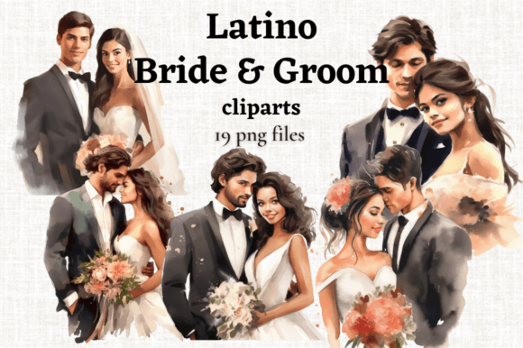 Latino Bride & Groom Wedding Graphics