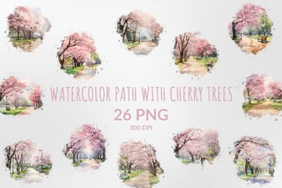 Path with Cherry Trees Sublimation Art