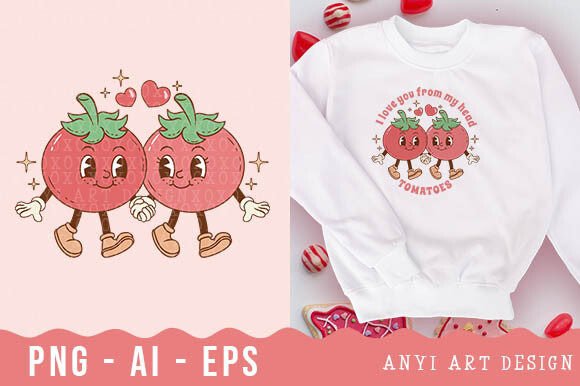 Retro Tomatoes Valentine Sublimation Design