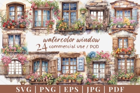 Strategic Design Assets: Leveraging the 24 Vintage Window Vector, SVG, PNG 970 Collection for Brand Depth