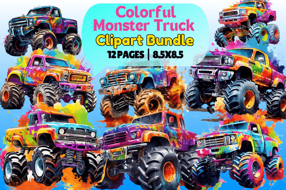 Unlocking Creative Potential with the Colorful Monster Truck Clipart Bundle for Modern Design Projects