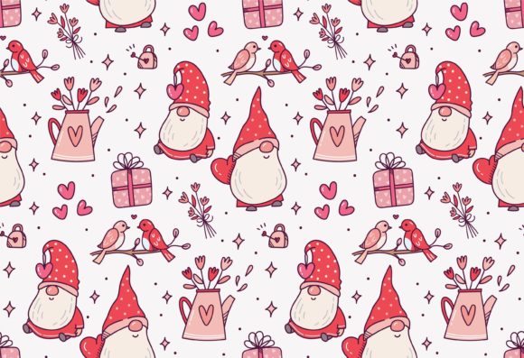 Valentine’s Day Gnome Seamless Backgrounds