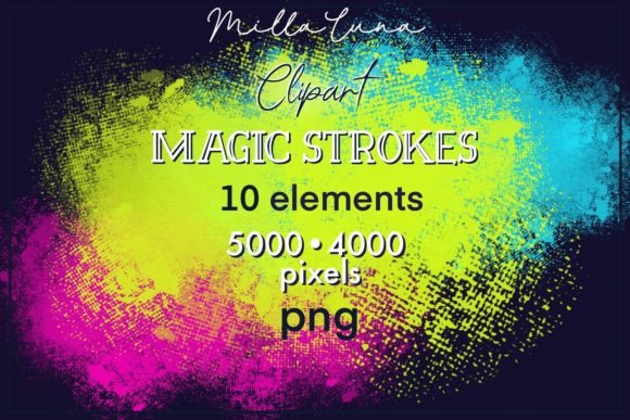 Vibrant Paint Strokes & Spots PNG Bundle