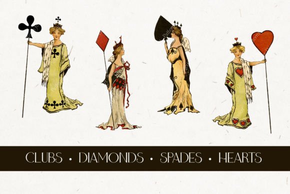 Vintage Card Suits Clip Art for Designers