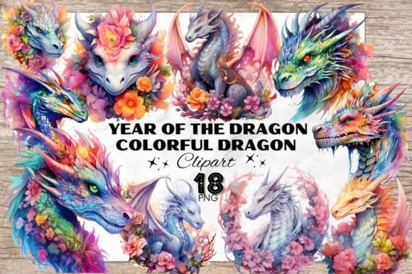 Year of the Dragon - Colorful Dragons: A Guide to Watercolor Clipart Resources
